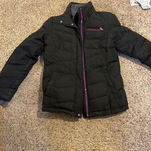 Womens black winter coat with grey inner lining